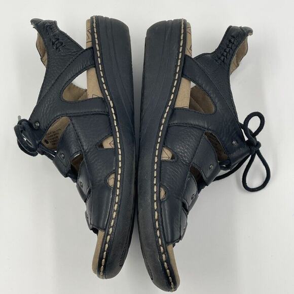 Taos Sandals Women 7 Black Ghilbert Leather Comfort Lace Up Outdoor Active Wedge - Picture 10 of 13